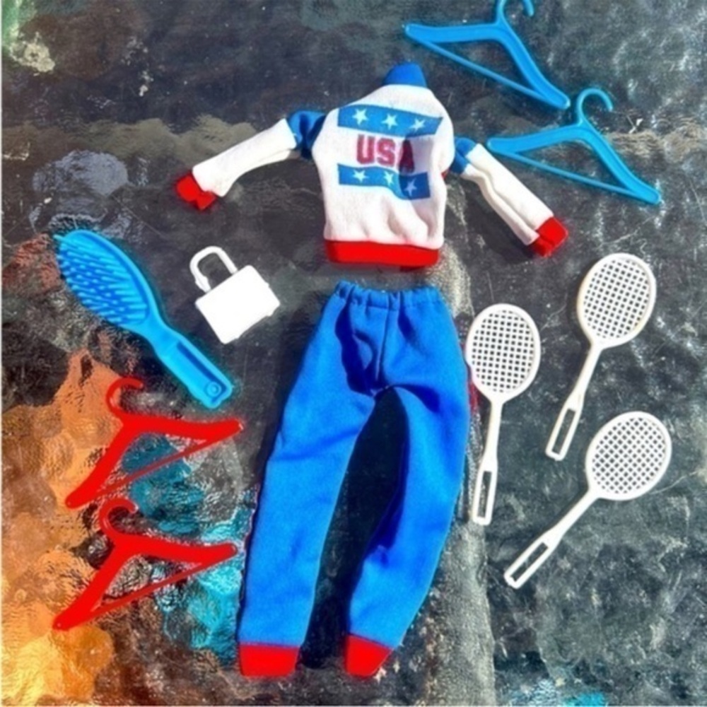 Vintage BARBIE doll athletic sports clothing clothes with accessories.